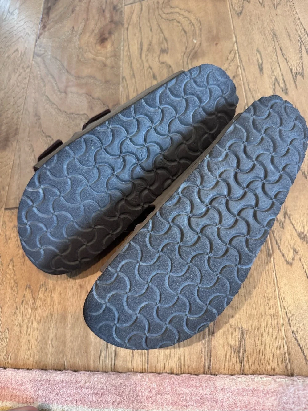 Birkenstock Men's Double-Strap Slide Sandals in Gray with Rose Buckles